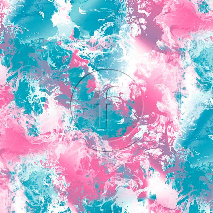 Holy Smoke Pink Aqua - Printed Fabric