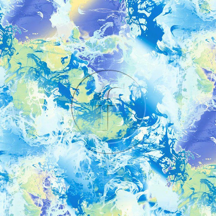 Holy Smoke Aquamarine, Lyrical Movement Scalable Stretch Fabric: Blue/Green