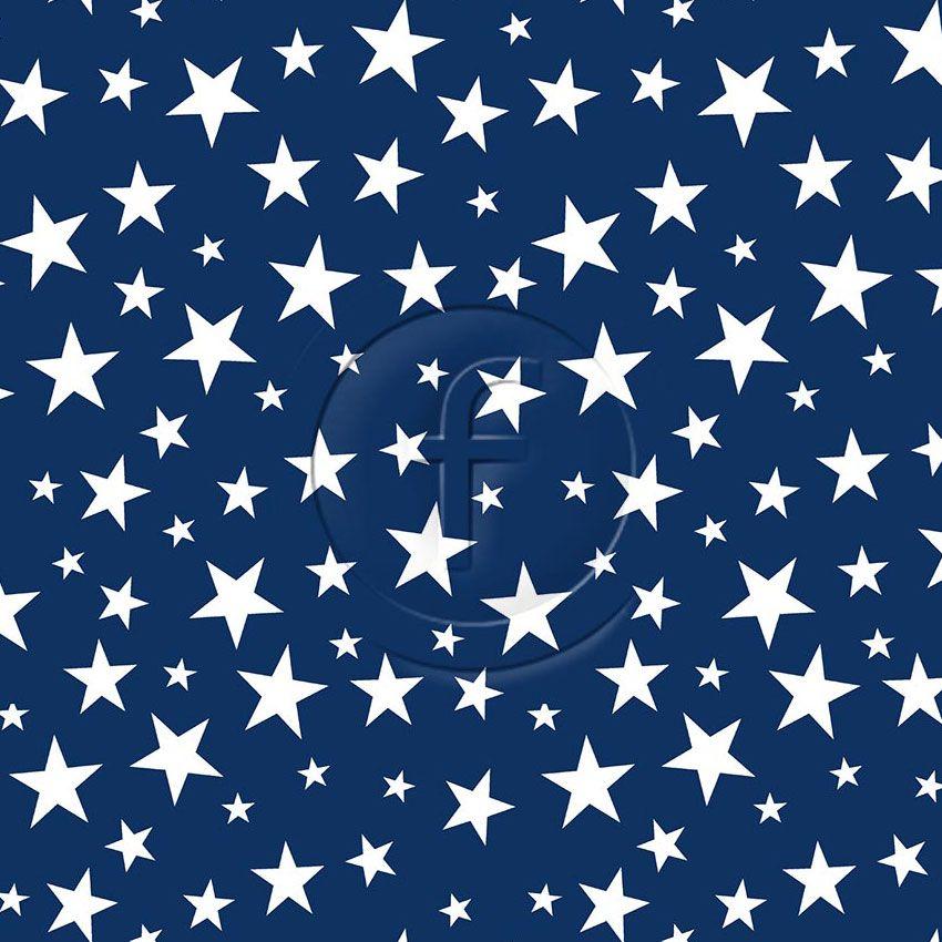 Stars White Navy - Scalable Printed Stretch Fabric