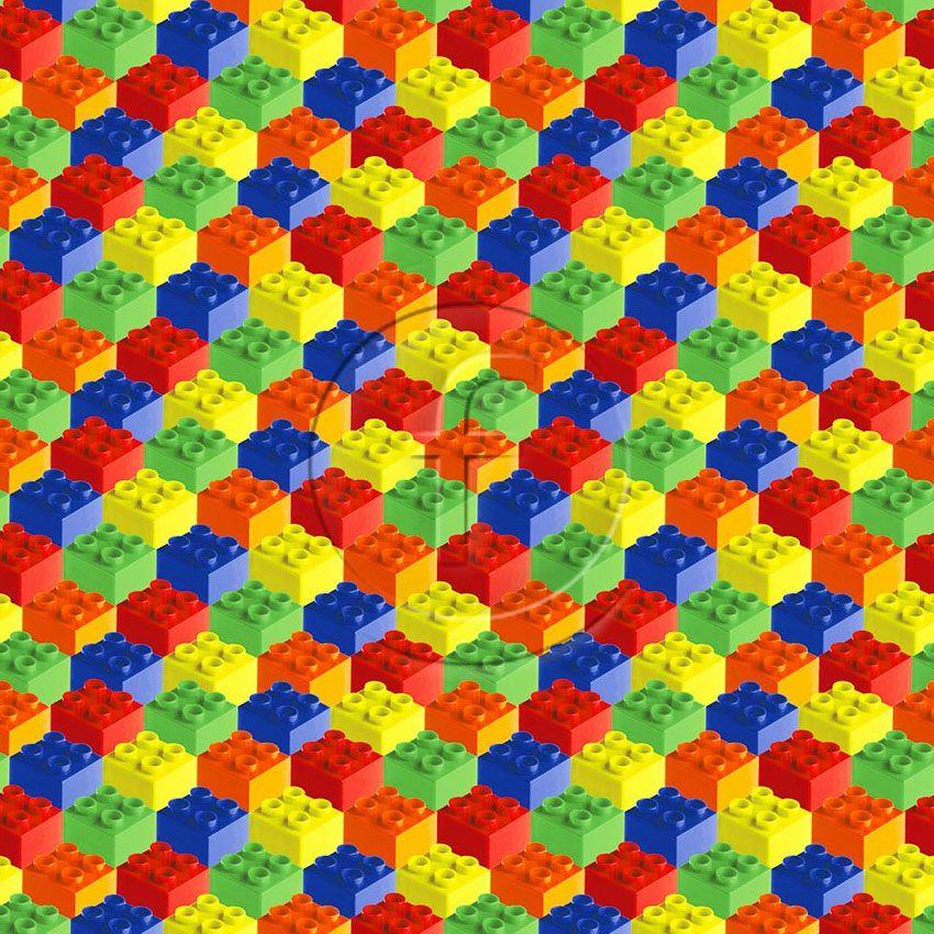 Toy Block, Vintage Retro Scalable Stretch Fabric: Multicolour