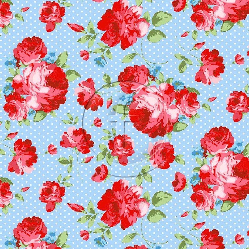 Summer Rose Blue - Printed Fabric