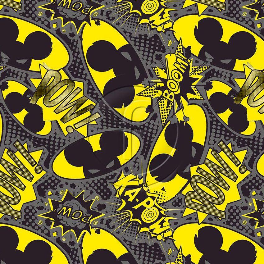Bandit Grey Yellow, Cartoon Scalable Stretch Fabric