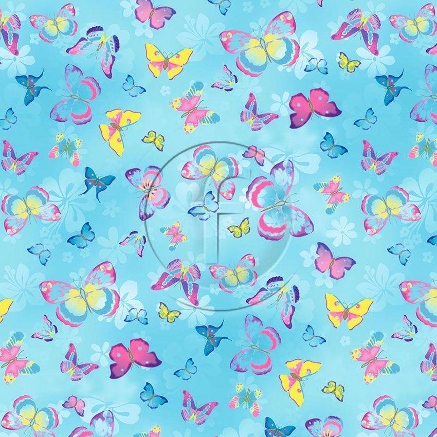 Pastel Butterfly Aqua, Animal Scalable Stretch Fabric