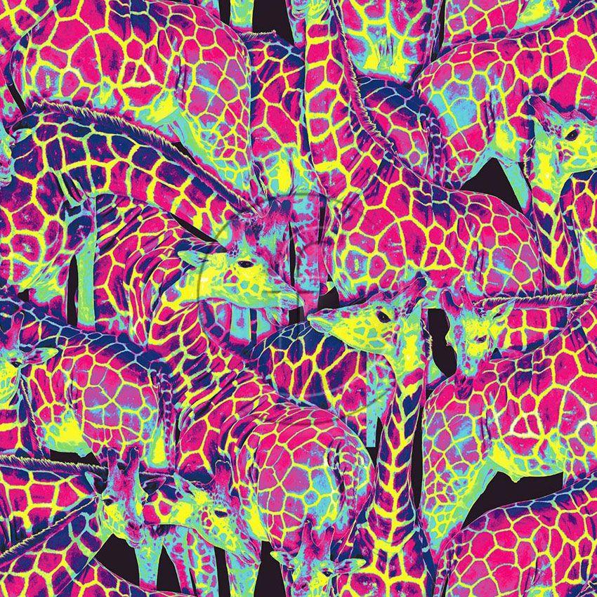 Giraffe Camo, Animal, Tie Dye Effect Scalable Stretch Fabric: Pink